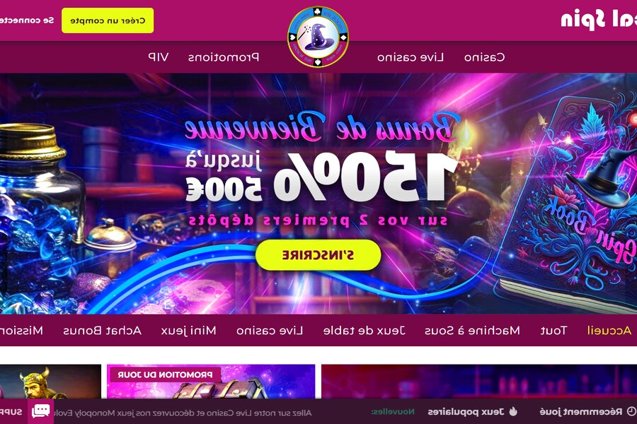 Magical Spin Casino - Page d'inscription des joueurs